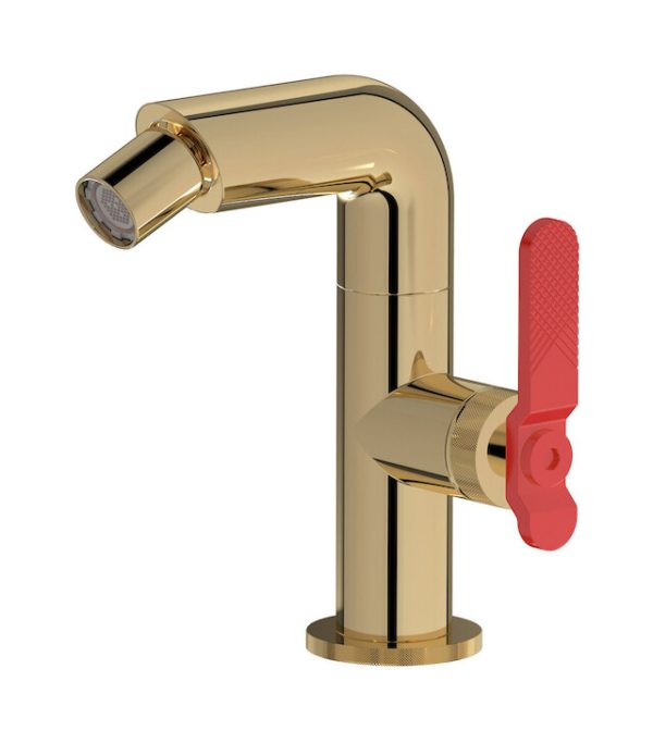 MIscelatore monoforo bidet colore oro spazzolato leva rossa serie bold ib