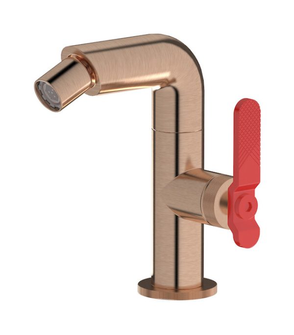MIscelatore monoforo bidet colore oro rosa spazz leva rossa serie bold ib