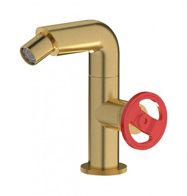 Miscelatore monoforo bidet colore oro spazzolato leva rossa serie bold ib