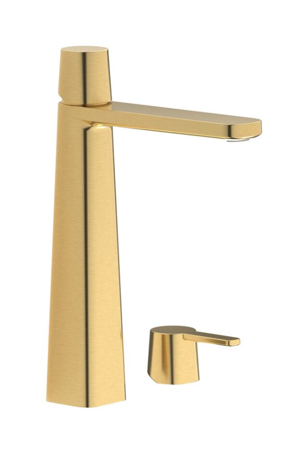 Miscelatore monoforo lavabo alto colore oro spazzolato serie Taac Ib