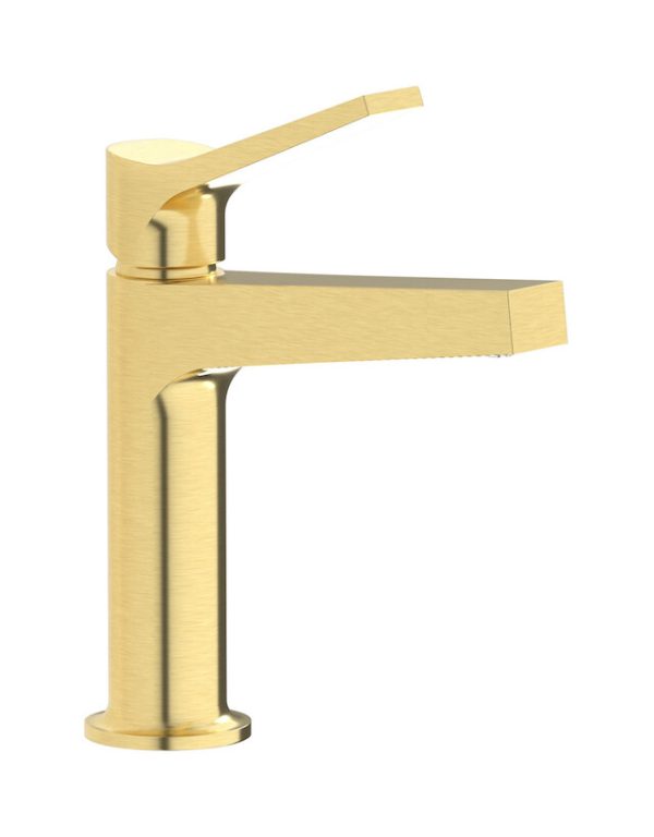 Miscelatore monoforo lavabo colore oro inglese spazzolato serie twitter ib