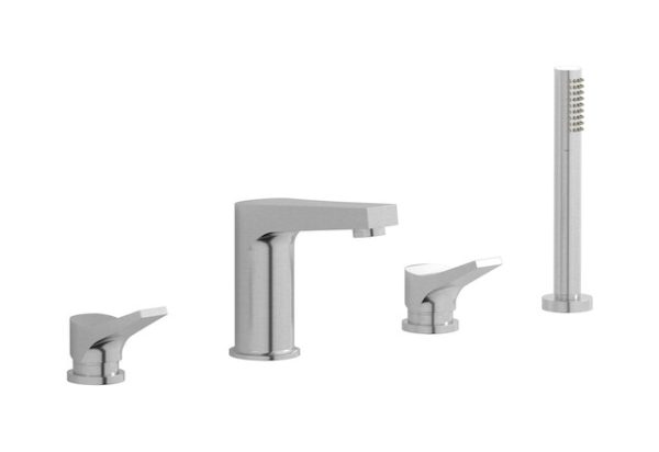 Miscelatore vasca quattro fori colore nickel spazzolato serie Twitter ib