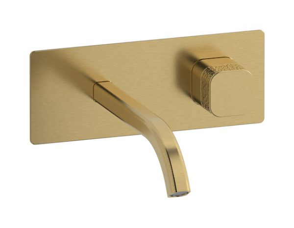 Miscelatore lavabo incasso colore oro spazzolato leva corallo serie elio Ib
