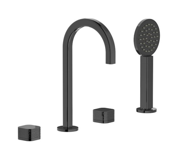 Miscelatore vasca quattro fori colore nero leva corallo serie Elio ib