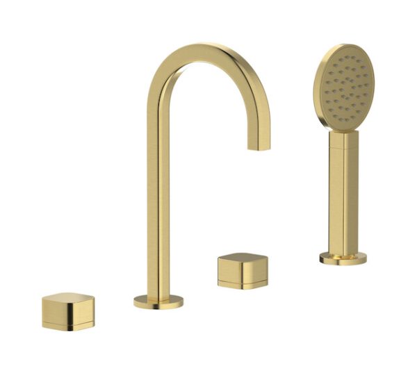 Miscelatore vasca quattro fori colore oro inglese spazzolato serie Elio ib