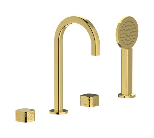 Miscelatore vasca quattro fori colore oro leva corallo serie Elio ib