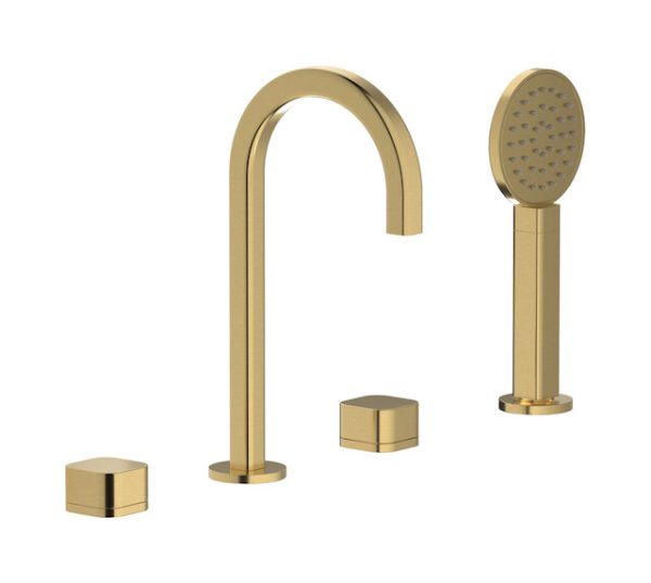 Miscelatore vasca quattro fori colore oro spazzolato serie Elio ib