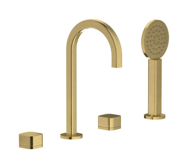 Miscelatore vasca quattro fori colore ottone naturale serie Elio ib