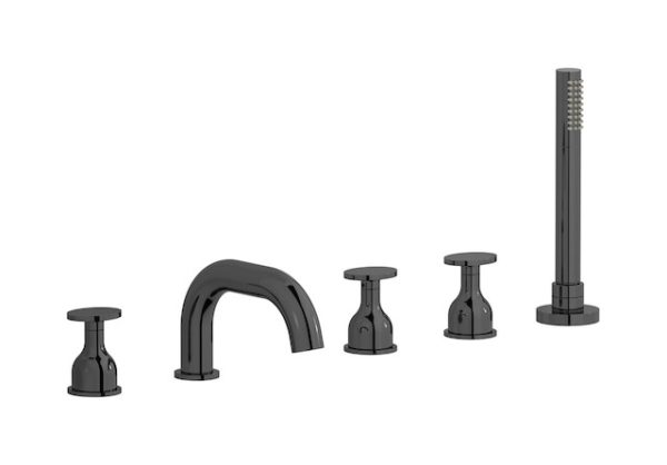 Miscelatore bordo vasca 5 fori colore nero serie Batlò ib