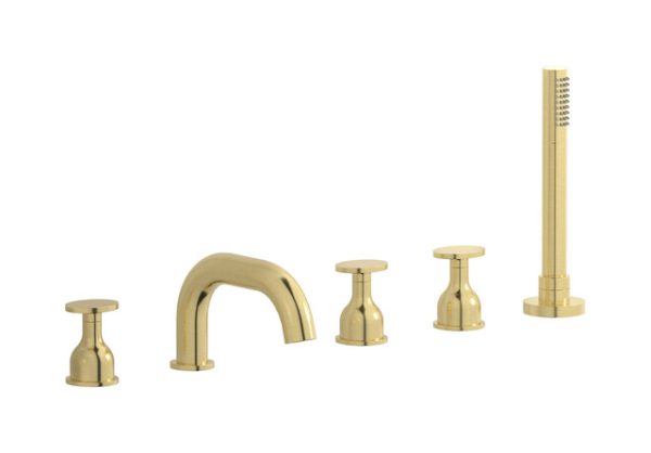 Miscelatore bordo vasca 5 fori colore oro serie Batlò ib