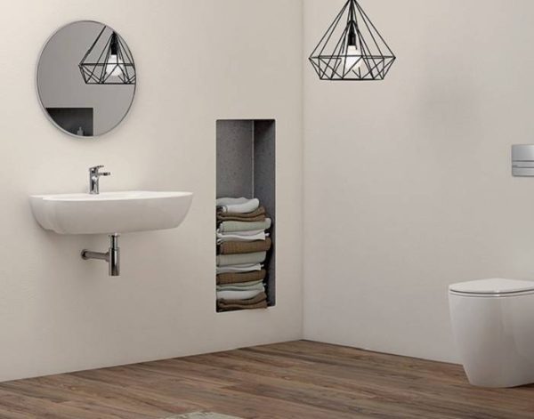 Lavabo sospeso colore bianco serie comoda azzurra