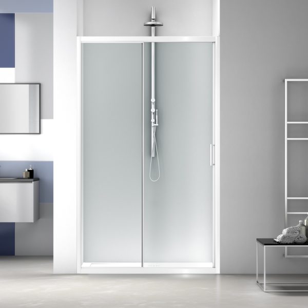 Box doccia a nicchia scorrevole bianco Vetro trasparente 6mm H195 serie LIVE Megius