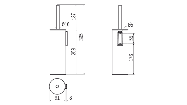 Scheda tecnica portascopino da parete/da appoggio serie ONE Inda