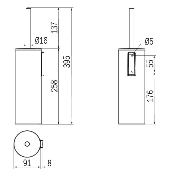 Scheda tecnica portascopino da parete/da appoggio serie ONE Inda