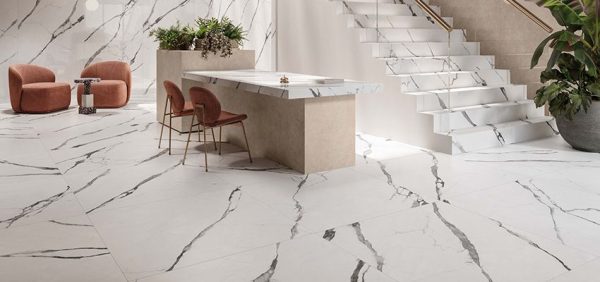 Statuario Fine Gres Porcellanato effetto marmo pavimenti MARMOKER Casalgrande Padana