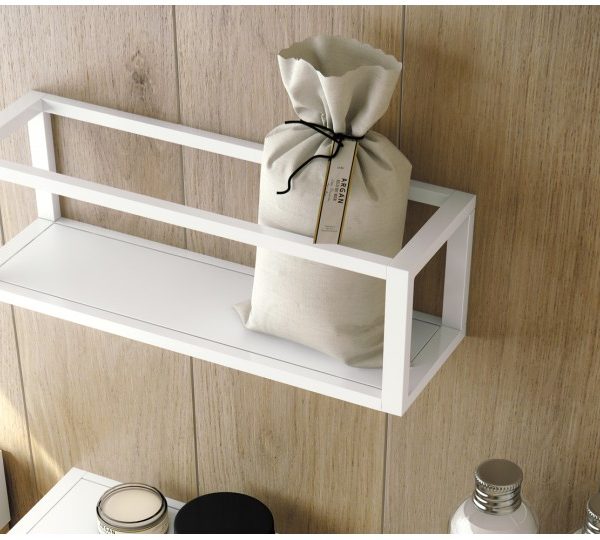 Portasalviette con mensola/cestino 35cm Colore Bianco Serie THE GRID Cosmic
