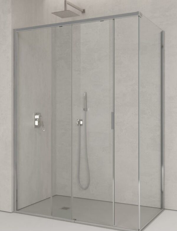 Box angolare con porta scorrevole e laterale 160x70 Vetro trasp. 8+6mm H200 2.B