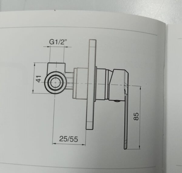 Scheda Tecnica Miscelatore Doccia una Via tondo Cromo - Serie HH - Impalli