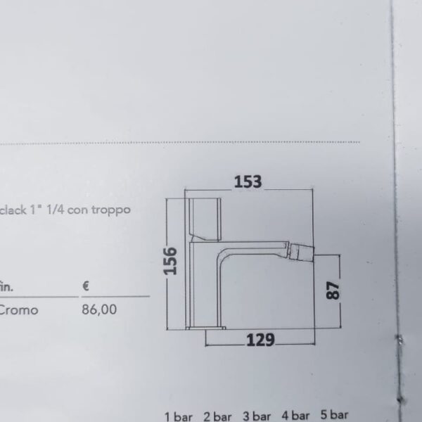 scheda tecnica Miscelatore bidet con maniglia cromo - 21-23- Impalli