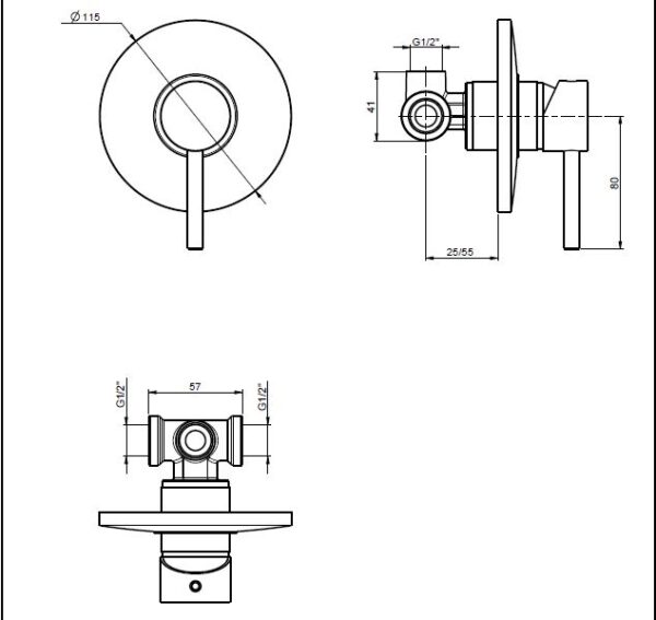scheda tecnica miscelatore doccia incasso 1 via MM Impalli