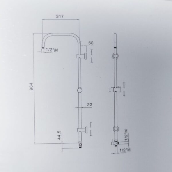 scheda tecnica Colonna doccia con supporti scorrevoli - soffione stondato - cromo