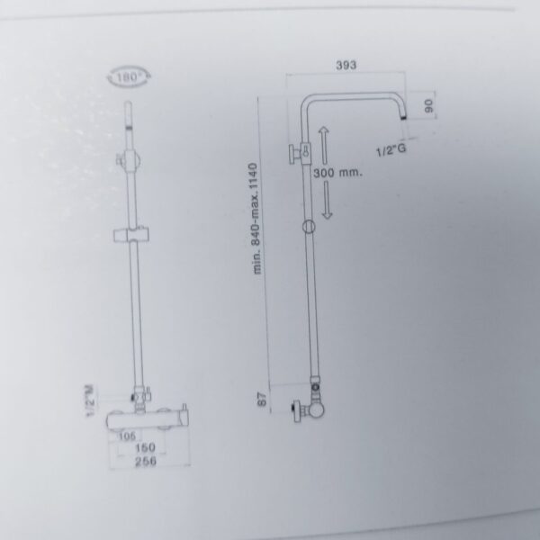 scheda tecnica Colonna doccia regolabile - soffione tondo - cromo