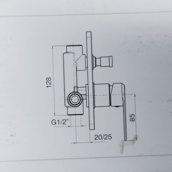 scheda tecnica Miscelatore doccia 2 vie quadrato - NX - Impalli