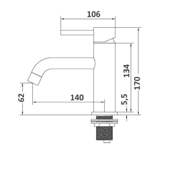 scheda tecnica Miscelatore lavabo acciaio - Steel316 - Impalli