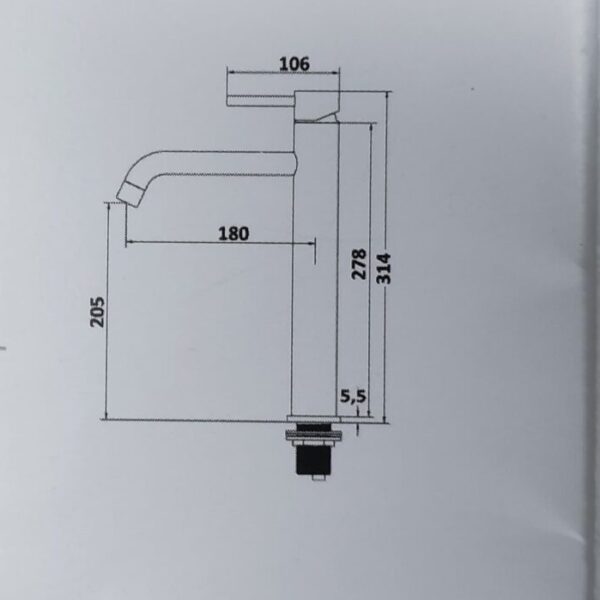 scheda tecnica Miscelatore lavabo alto acciaio - Steel316 - Impalli