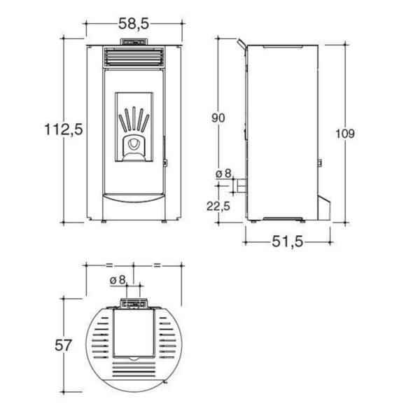 scheda tecnica Stufa a pellet Landa E 4-9,5KW - Caminetti Montegrappa